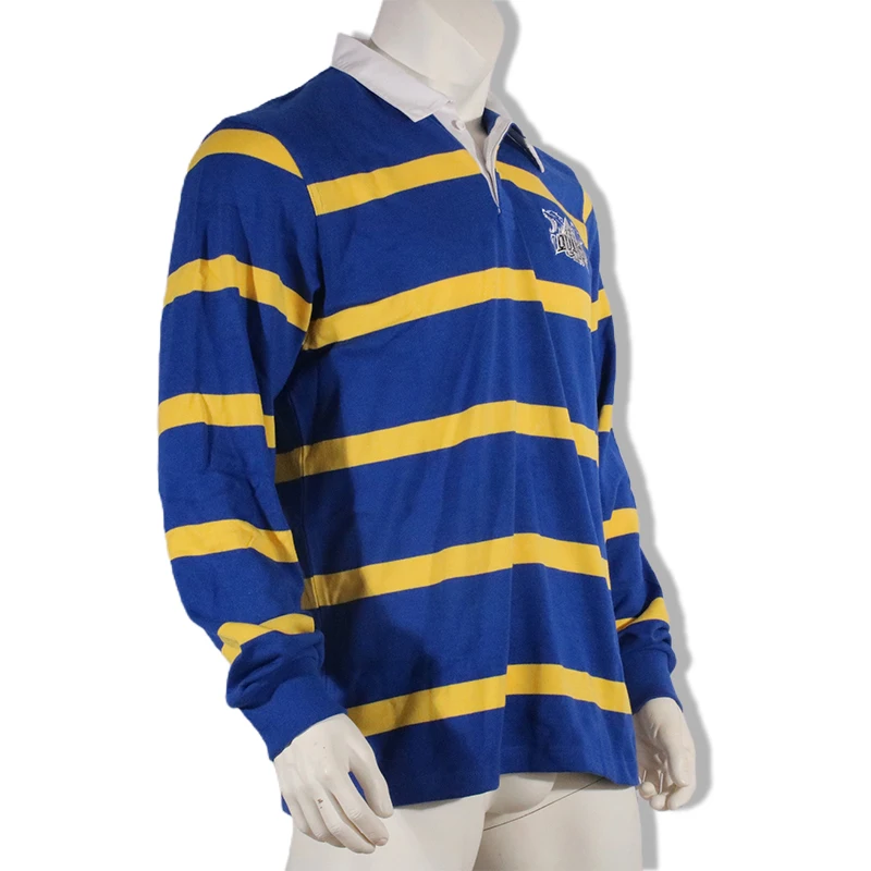Men Custom Long Sleeve Rugby Polo Jumpers Football Jersey Wear Cotton Knitted Striped Rugby Shirt