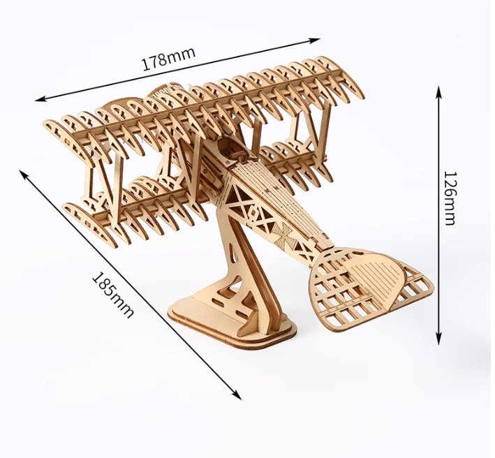 DIY 3D Wood Airplane Handmade Assembly Kit Plane Decoration Set Mechanical Hand Craft Boxed 3D Wooden Puzzle