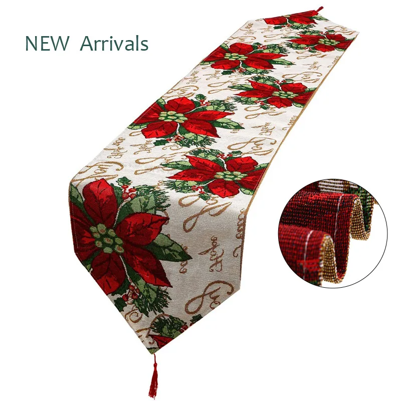 Christmas Flower Table Flag Cotton Linen Embroidery Family Table Decoration Christmas Decoration Tablecloth