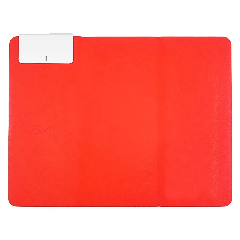 Custom Logo Pu Leather Foldable Charger Mousepads Charger With Wireless Charger Station For Smart Phone