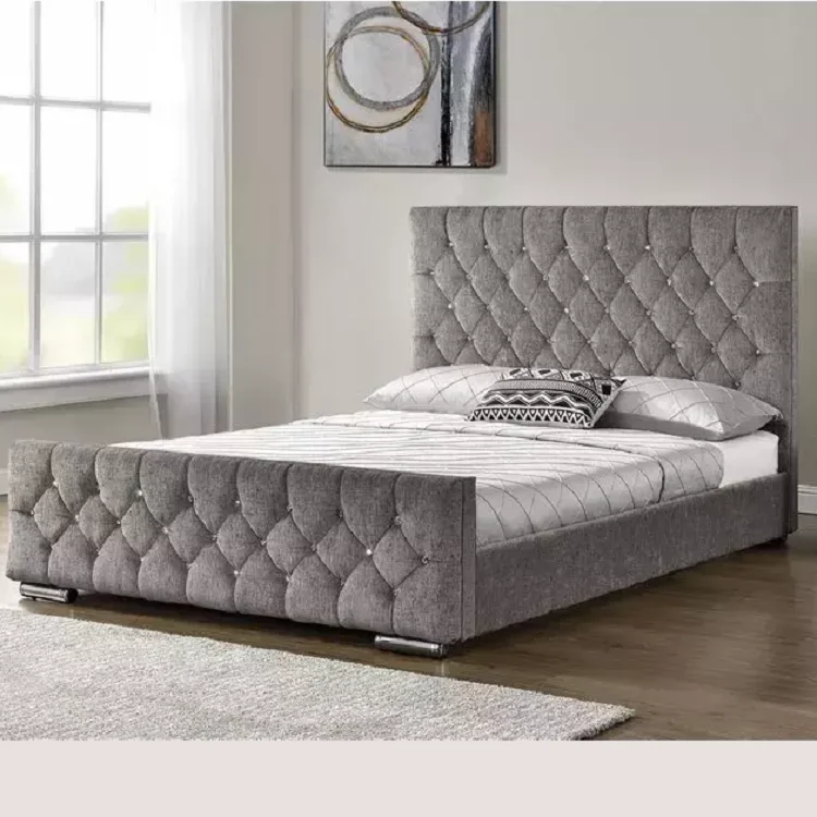 Luxury California Hotel Storage Modern Velvet Full Platform Single Doiuble Twin King Queen Size Bed Frame with Storage Headboard