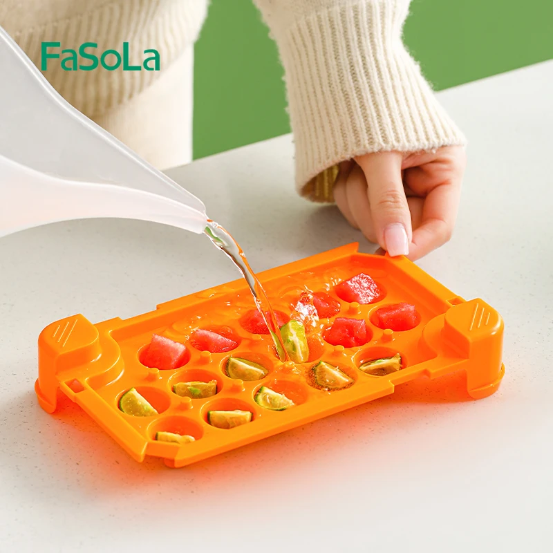 FaSoLa Round Ice Cube Tray Easy-Release Ice Ball Maker Mold with Lid for Freezer Circle Ice Mold Drinks Coffee and Cocktails