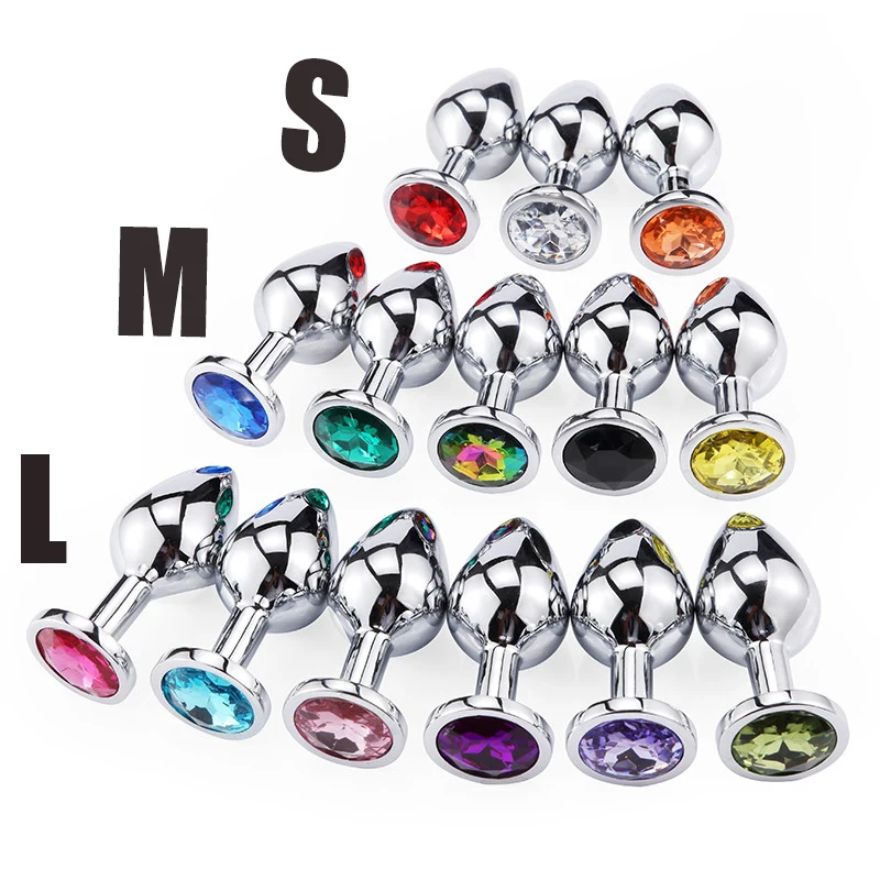 SHEYAY 3Pcs/Set S M L Metal Anal Plug Stainless Sexy Toy Crystal Jewelry Anal Dildo Fetish Adult Sex Toy Anal Butt Plug For Men