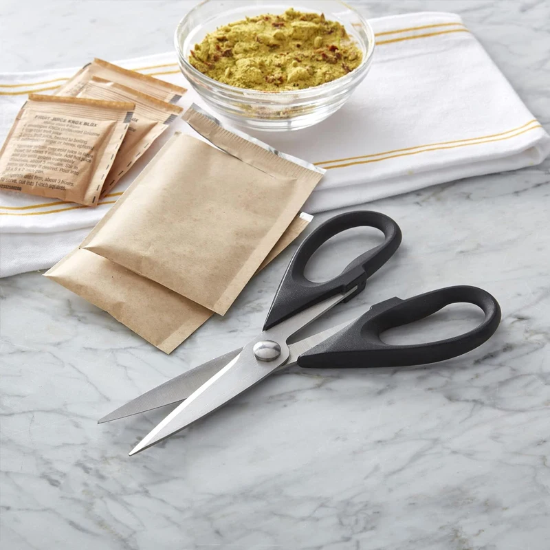 Heavy Duty Herb Scissors Cooking Meat Kitchen Shears with Protective Sheath Black Stainless Steel Kitchen Scissors For Food