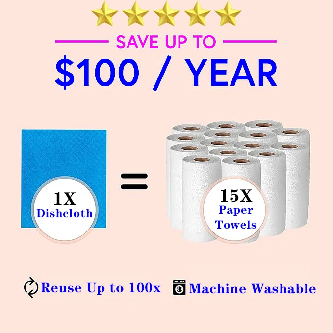 Super Absorbent Biodegradable Cellulose Sponge Dry Dish Clothes Wholesale Reusable Swedish Dish Cloths Cleaning Kitchen