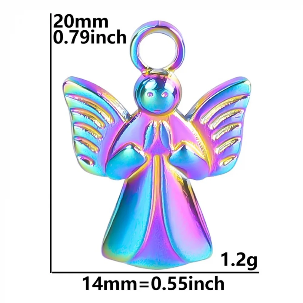 Fashion DIY Charms Jewelry Making Religious Colorful Pvd Gold Plated Stainless Steel Baby Angel Wing Pendant For Necklace