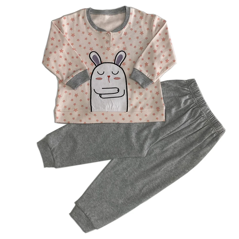 Customized Supplier Organic Cotton Kids Pajamas Clothing Breathable Full Print Sleeping Wear Set For Children