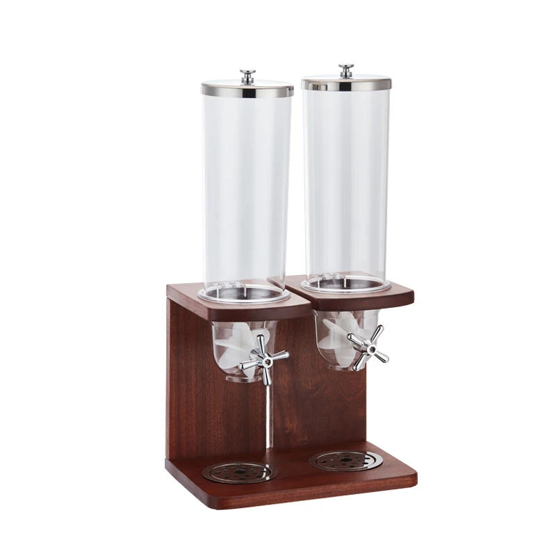 Wooden Plastic Dry Food Nut Coffee Bean Cereal Dispenser with Portion Control