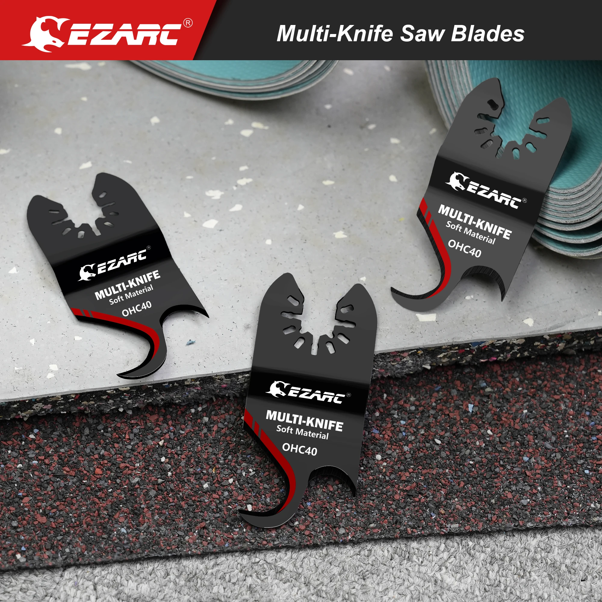 EZARC Oscillating Multi tool Hook Knife Blade, 3PCS Multitool Saw Blades for Cutting Soft Materials Roofing Shingles, PVC Carpet