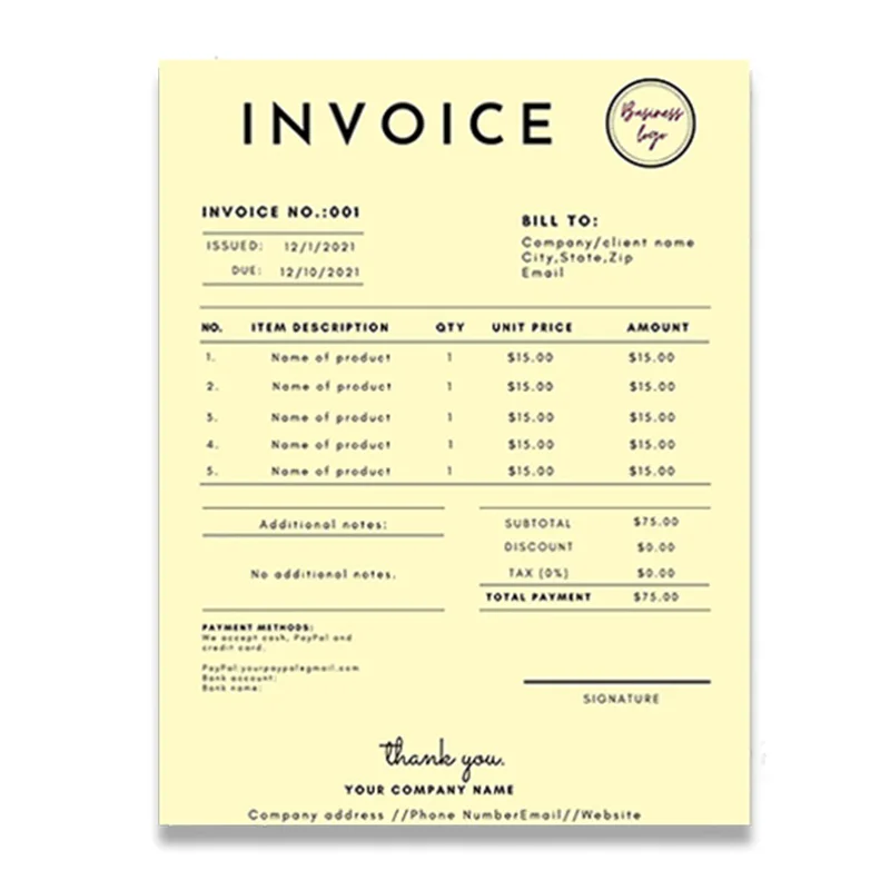 Factory Sale Customized Carbonless Receipt Book Printing 2/3/4 part paper carbonless order forms