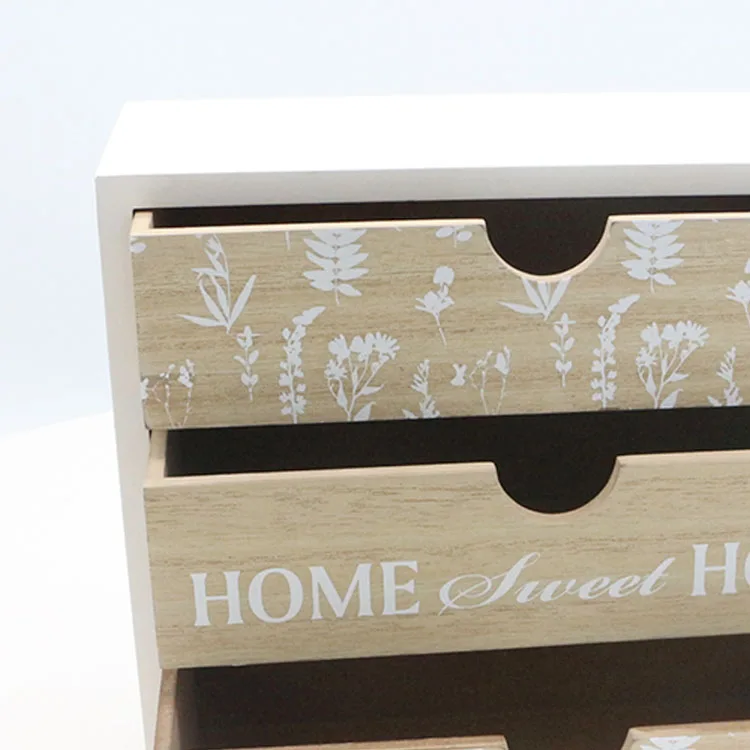 Wooden jewelry toy chest storage box desk organizer with 3 tray drawers for living room baby collection