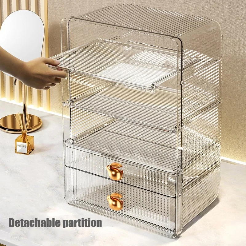 High Quality Luxury Transparent Visible Makeup Organization Plastic PET Drawer Cosmetic Jewelry Storage Box