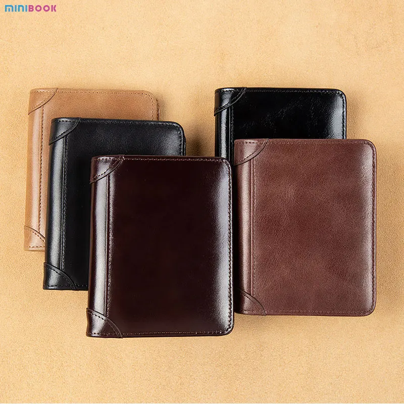 Hot Sale Designer Wallet Men Genuine Leather Oiled Short Biford Purse Slim Card Holder Cowhide Wallet Vintage Style Pouch