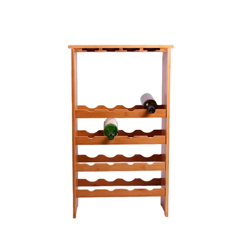 Popular Design Durable Modern Wine Bottle Glass Rack Easy To move Easy To Install Wooden Bamboo Wine Rack