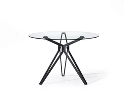 Modern Simple Dining Table Clear Glass&Metal Leg Fast Food Restaurant Kitchen OEM Engineer Living Packing Room Modern Furniture