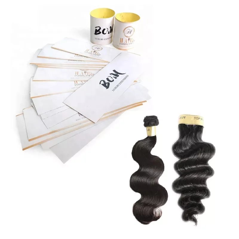 Low  Moq and Fast Delivery Gold  Foil Embossed Logo Hair Tags And Labels