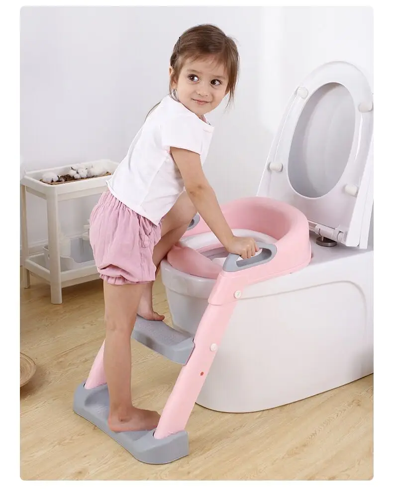 Potty Training Toilet Seat with Step Stool Ladder for Kids, Baby Training Seat with Soft Padded Seat