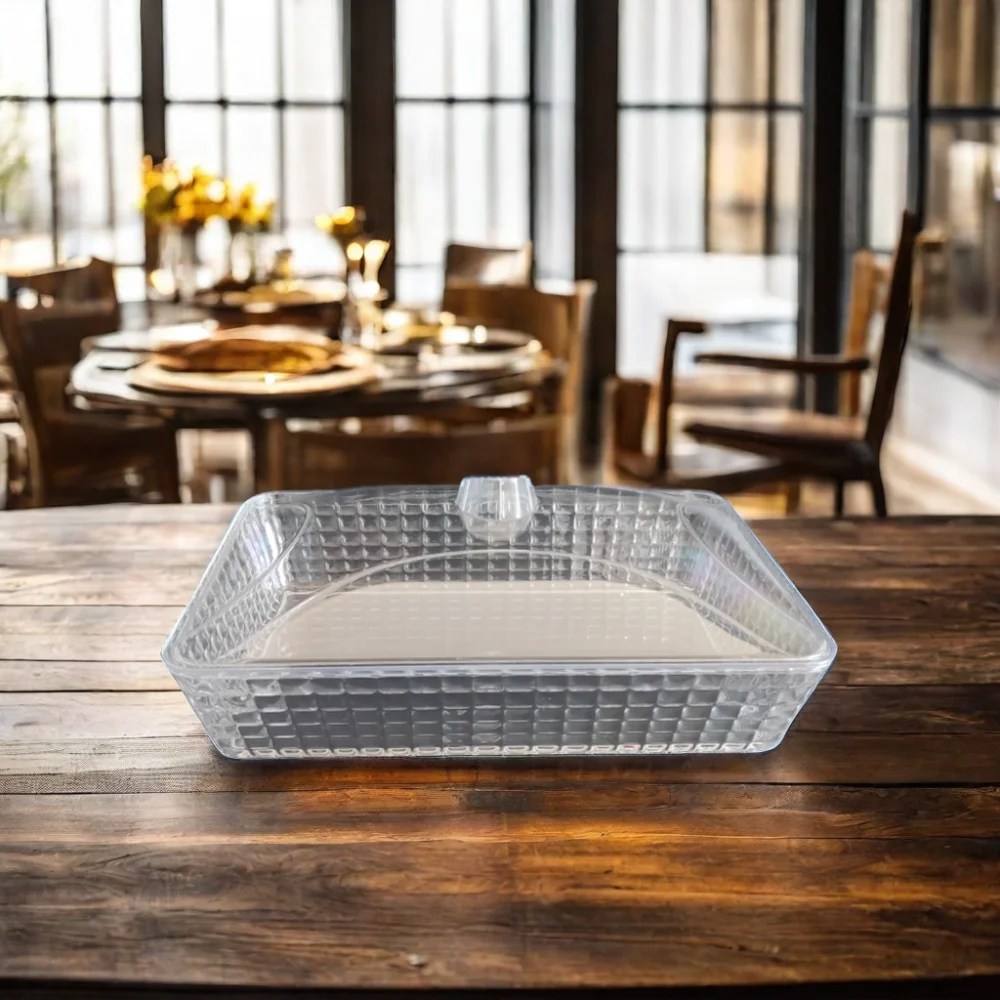 Large Modern Rectangular Food Grade Plastic Container with Lid Customizable for Food Storage