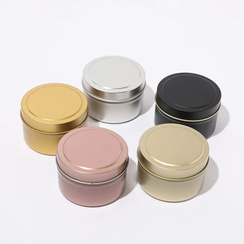 Large Stock Portable Silver Round With Lids Recyclable Cosmetic Food Grade Packaging Tin Jar Metal Aluminum Can