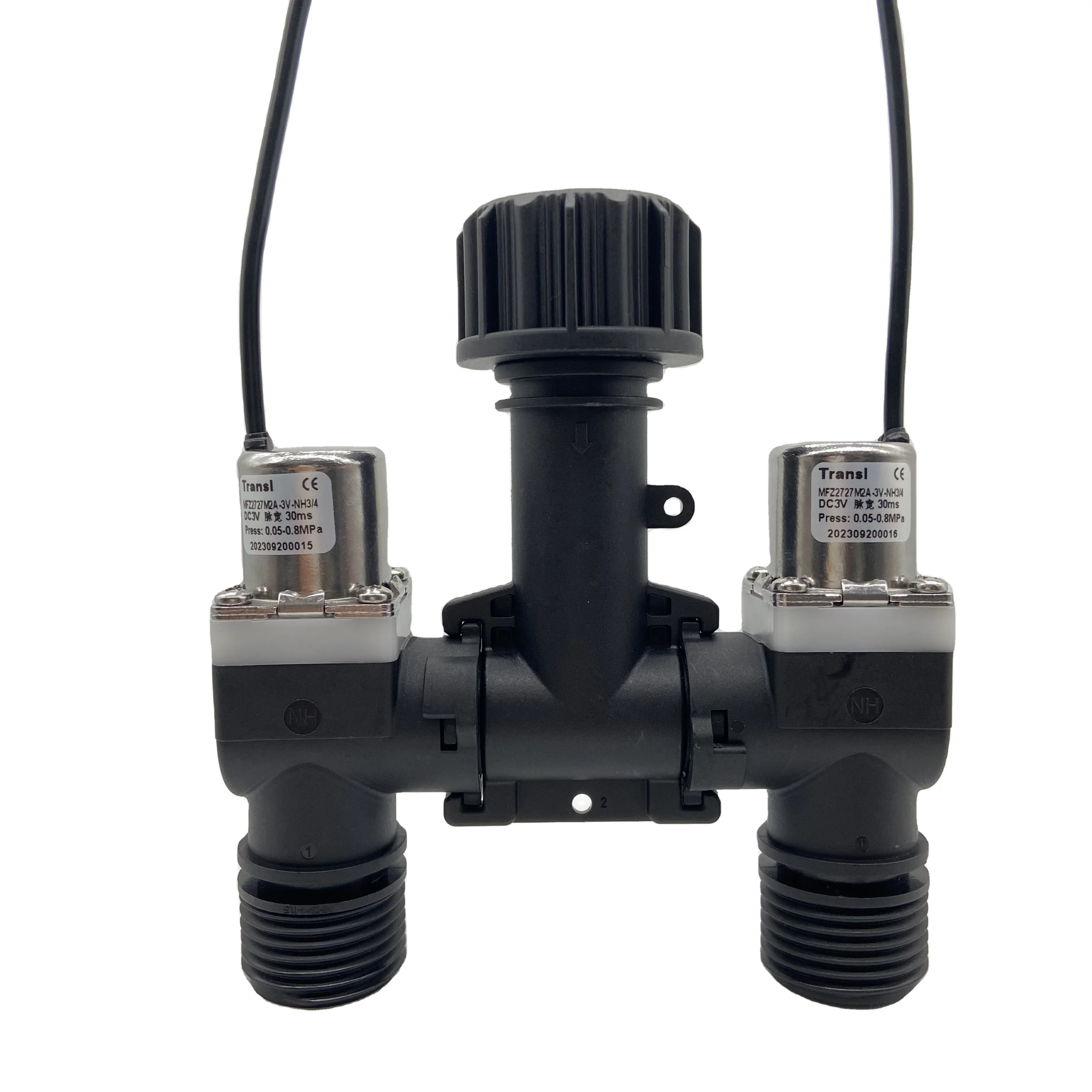 Transl DC 6V  double tube pulse sensor latching plastic  valve garden irrigation bi-stable rotary solenoid valve