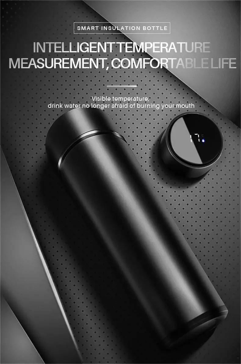 Factory Custom temperature display water bottle Double Wall Stainless Steel smart water bottle with led temperature display