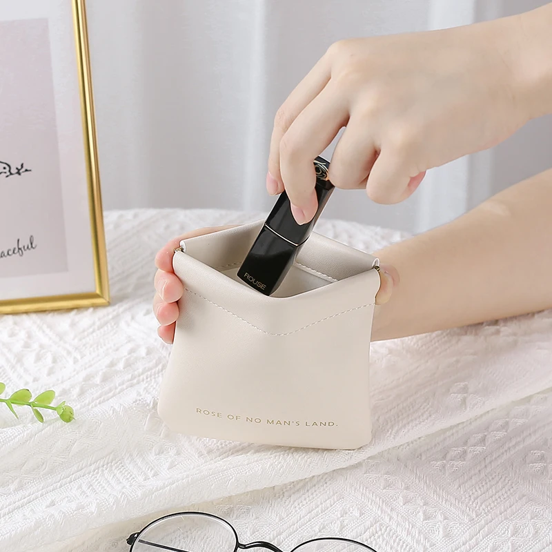 NEW Custom logo luxury designer lipstick organizer new small PU leather mini Pouch Toiletry Travel Cosmetic Makeup Bag