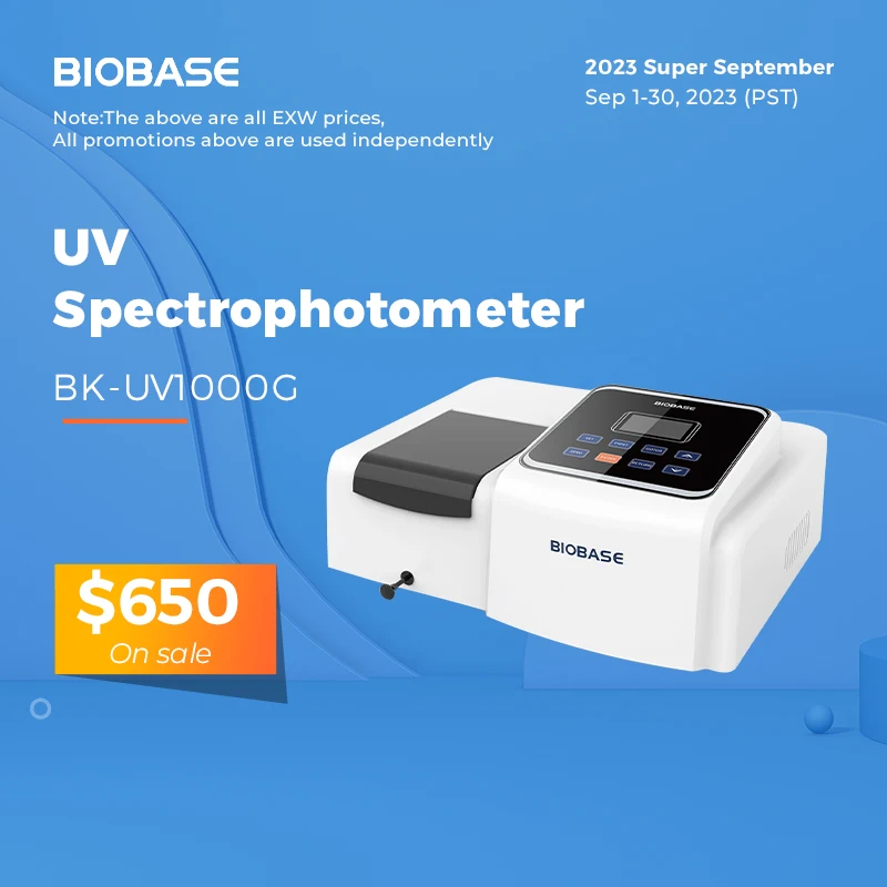 BIOBASE UV/VIS Spectrophotometer BK-UV1000G 200-1020nm with LCD Integrated display for lab use