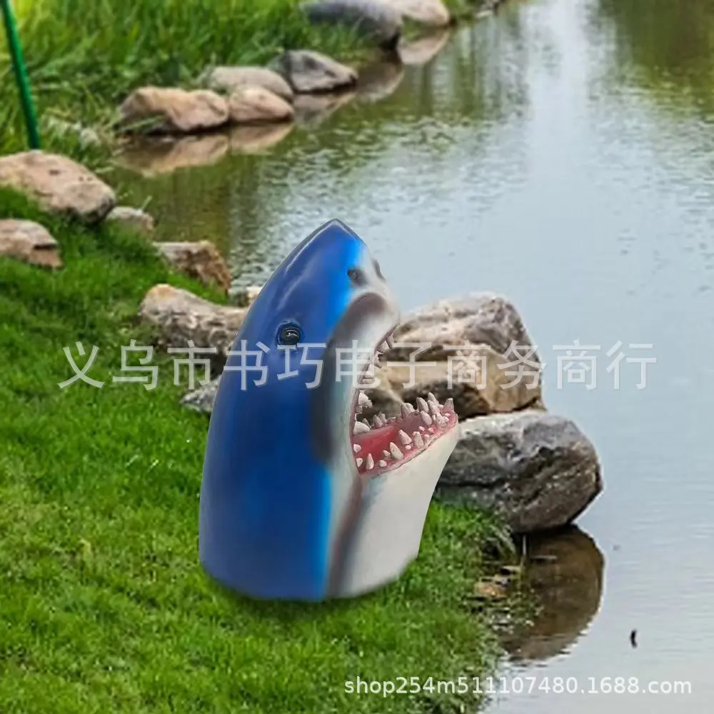 Новая большая белая акула сад мультяшная статуя из смолы 3D Скульптура головы акулы домашнее украшение динозавр
