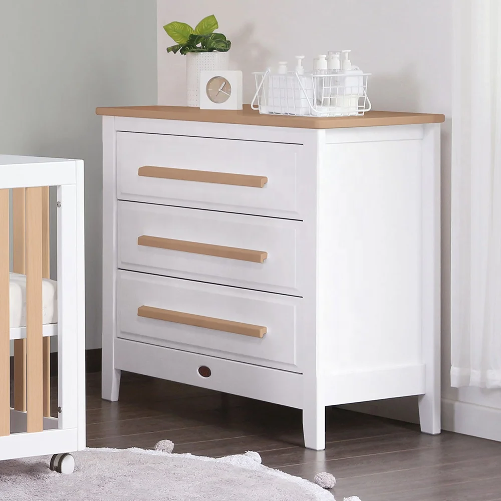 Boori Modern Nursery Furniture Wooden Height Adjustable Baby Cot With Wheels and Bedroom Chest of Drawers
