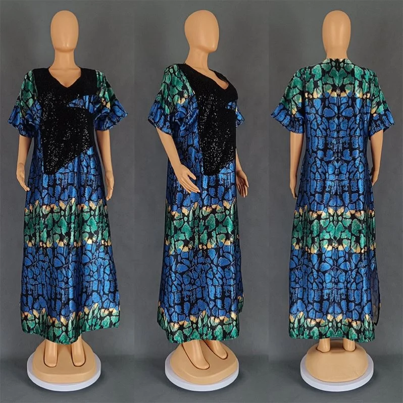 national style crystal satin dress