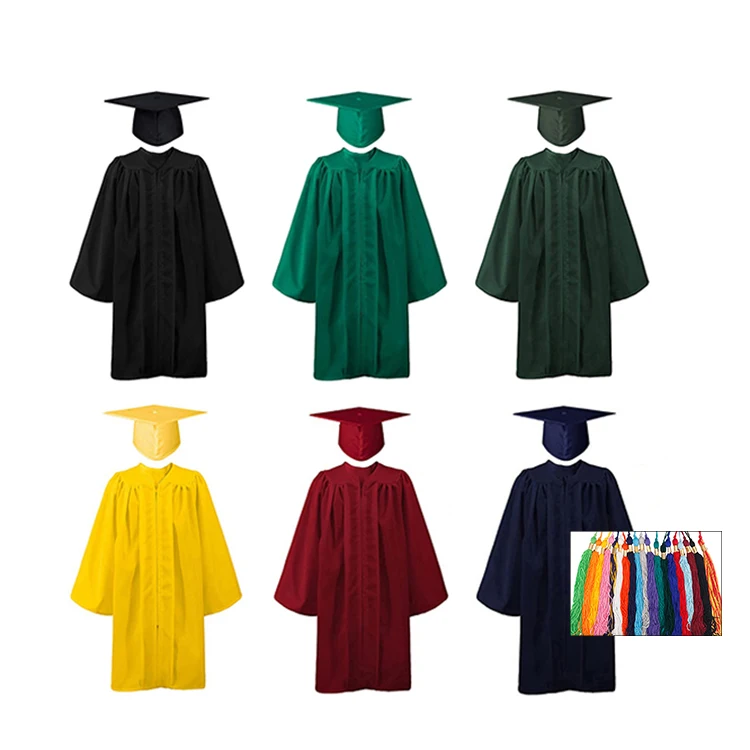 Red Matte Children Preschool Graduation Cap Gown With Gold Year charm