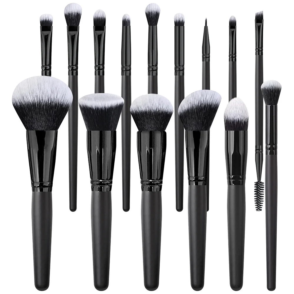 DailyQueen 15pcs high-grade makeup brush full set of black powder brush eye shadow powder blusher multifunctional makeup tools