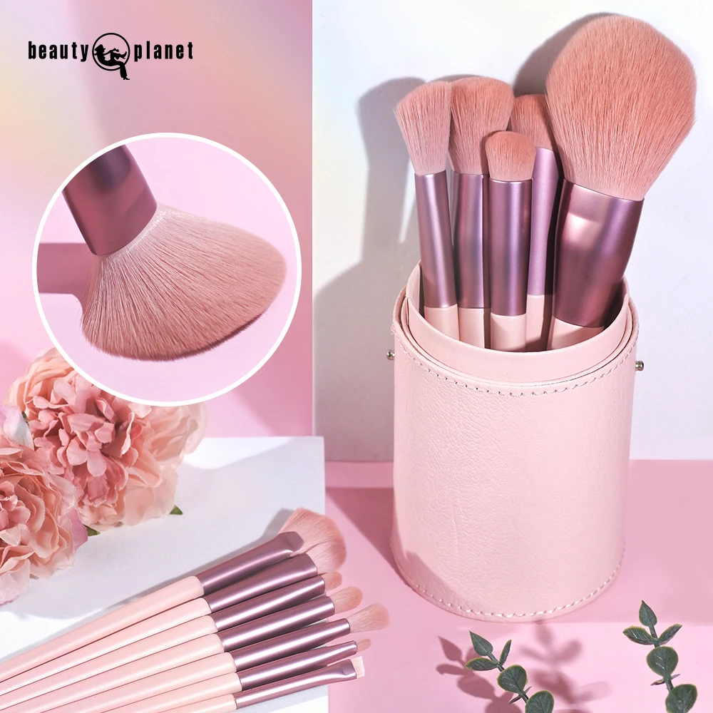 Beauty Planet Pink Makeup Brushes Set Custom 12 Piece Eyeshadow Professional Vegan Wholesale Pink Makeup Brushes Set With Case