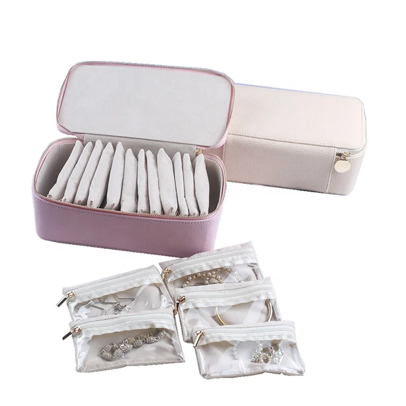 Изготовленный на заказ логотип дорожная шкатулка для ювелирных изделий маленькая Ювелирная сумка органайзер чехол с 12 бархатными карманами на молнии для женщин