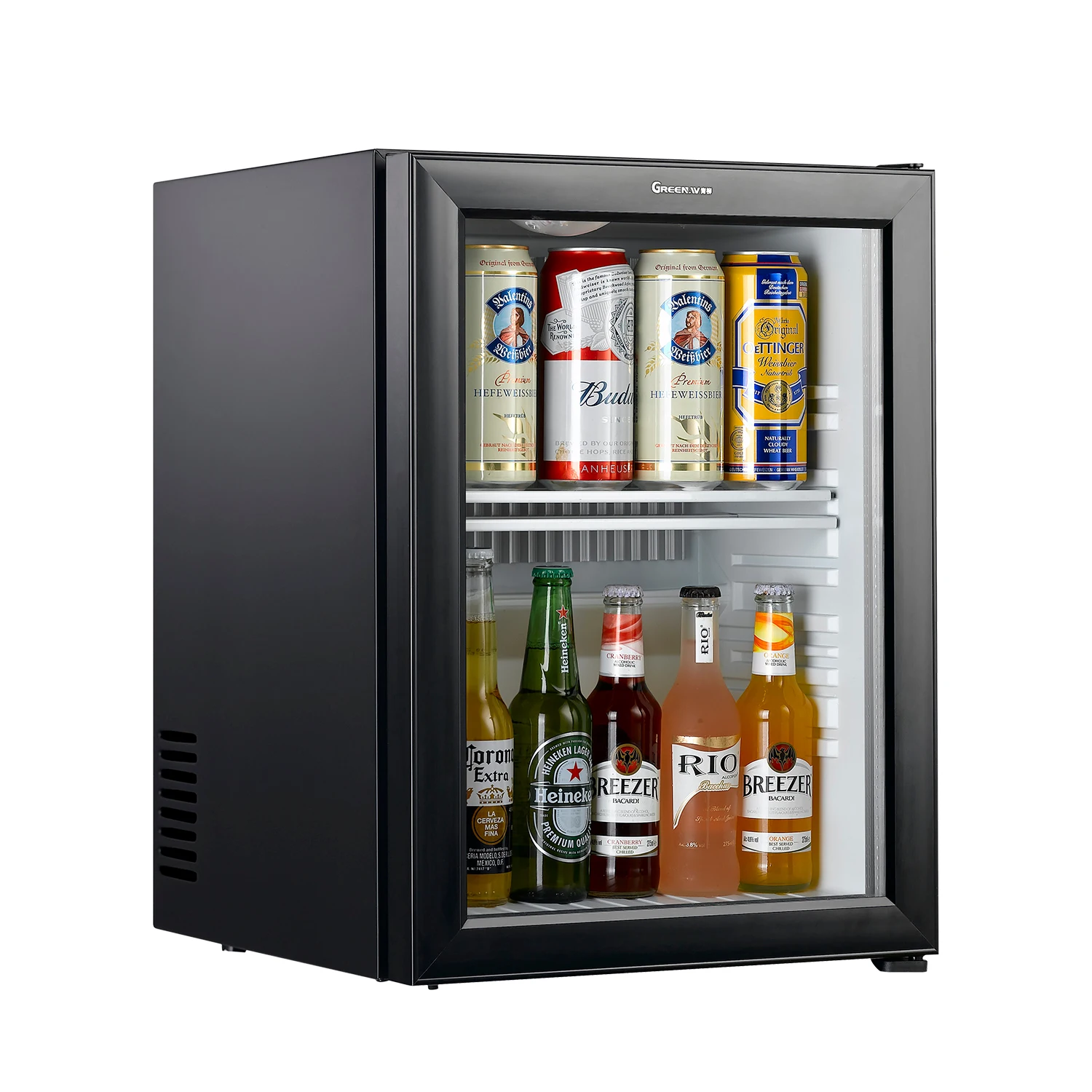 Small silent refrigerator standalone beverage mini refrigerator front glass door counter beverage cooler small freezer