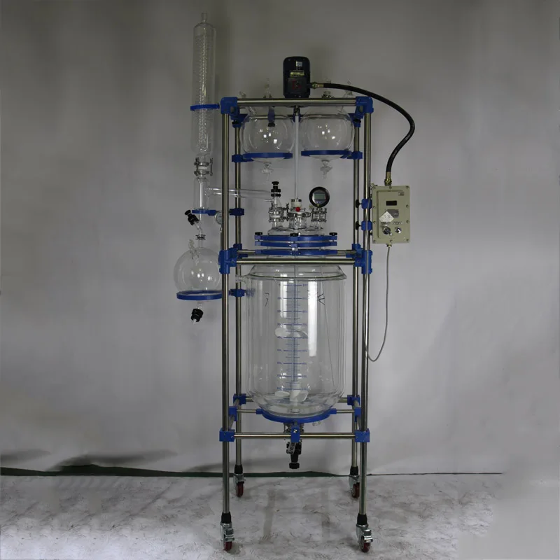 Малый 1-5L Высокое качество химической лаборатории алкоголь взволнованный Jacketed двухслойный стеклянный реактор