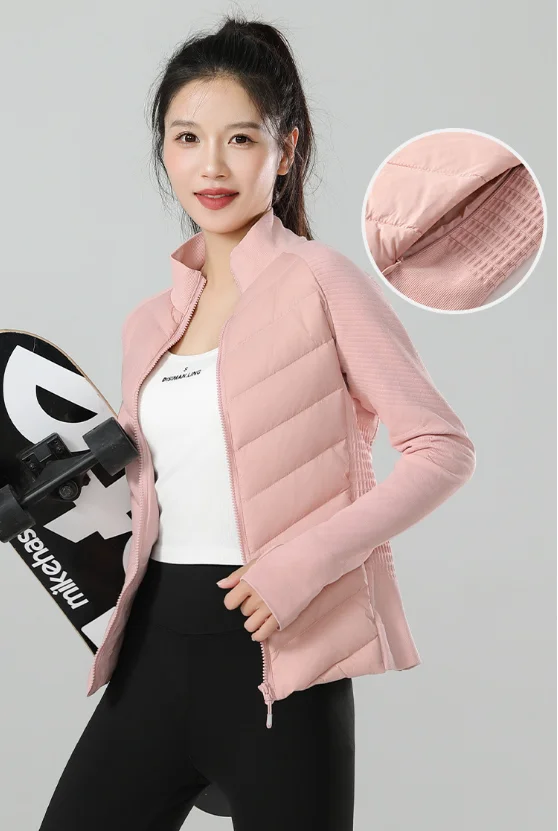 Goose Down Jacket Women Windproof Slim Outdoor Sports Running Yoga Jacket