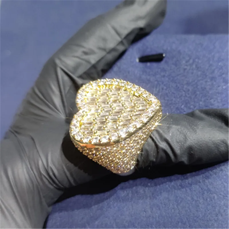 925 Sterling Silver Custom Jewelry moissanite Ring VVS Lab diamond Hip Hop  Heart Ring