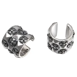 New Design Simple S925 Punk Fashion Women Earing Ear Clip Sterling Silver Mens Hip Hop Earrings