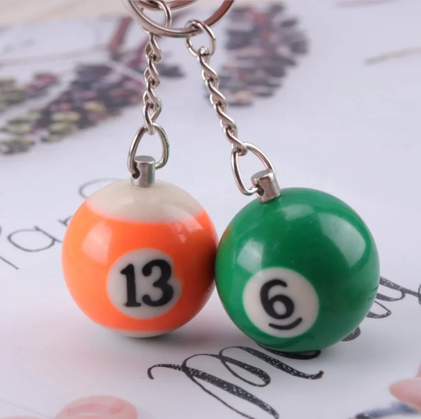 Custom Keychain Colorful Resin Billiard Ball Keychain Billiards Table Ball Key Chain
