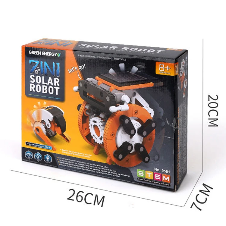 Kids Green Energy Science Experiment Kits DIY STEM Creative Blocks 7 In 1 Education Solar Robot Toys