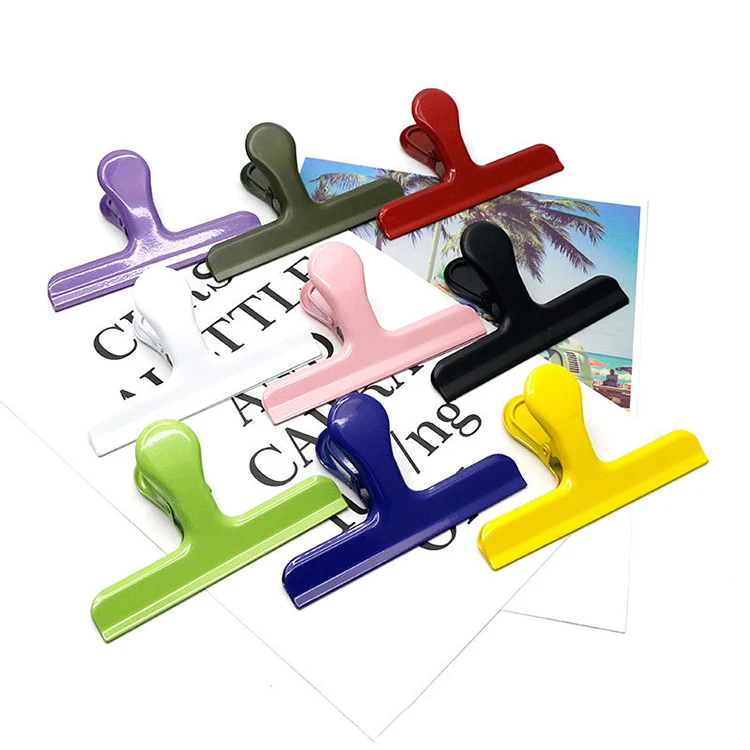 Stainless steel Stationery metal clips 120mm Nordic Creative colors Metal sealing clip Long tail clip