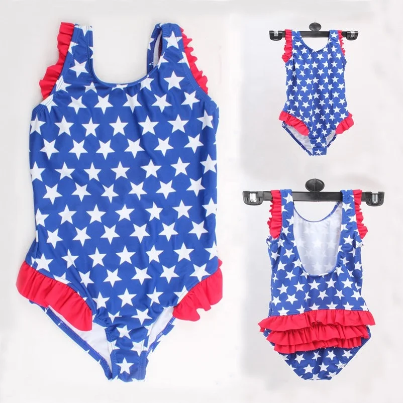 Wholesale Baby swimsuit American Independence Day clothes children American flag swimsuits 1 2 3 4 5 years old baby swimming