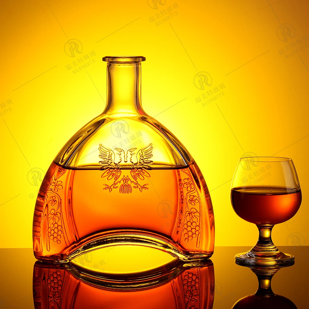 Custom Clear 500ml 750ml Wine Vodka Glass Bottle for Liquor Empty XO Whiskey Spirit Bottles with Glass Cap