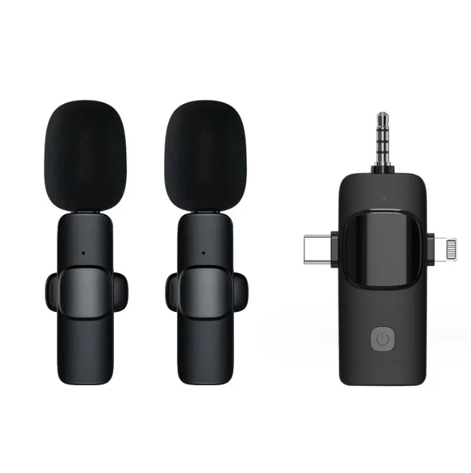 Wireless Lavalier Microphone 3 In 1 Mobile Phone Live Streaming Recording Noise Reduction Mini Wireless Small Microphone