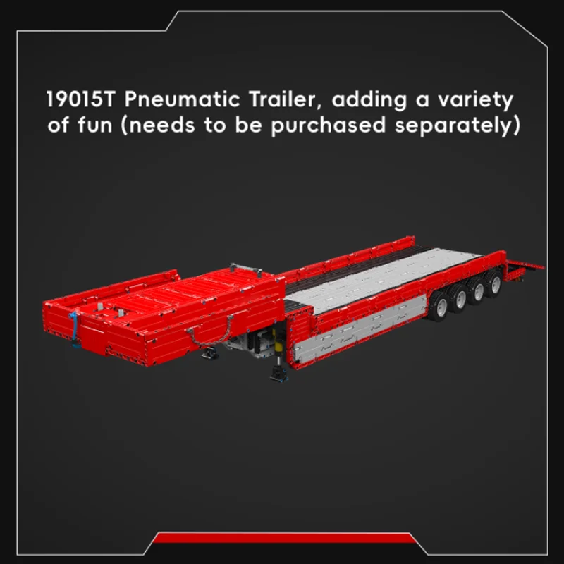 2024 Mould King 19015 FH16 Pneumatic Tractor MOC Brick Toy 19015T Heavy-Duty Tow Trailer Technical Engineering Vehicle Toy