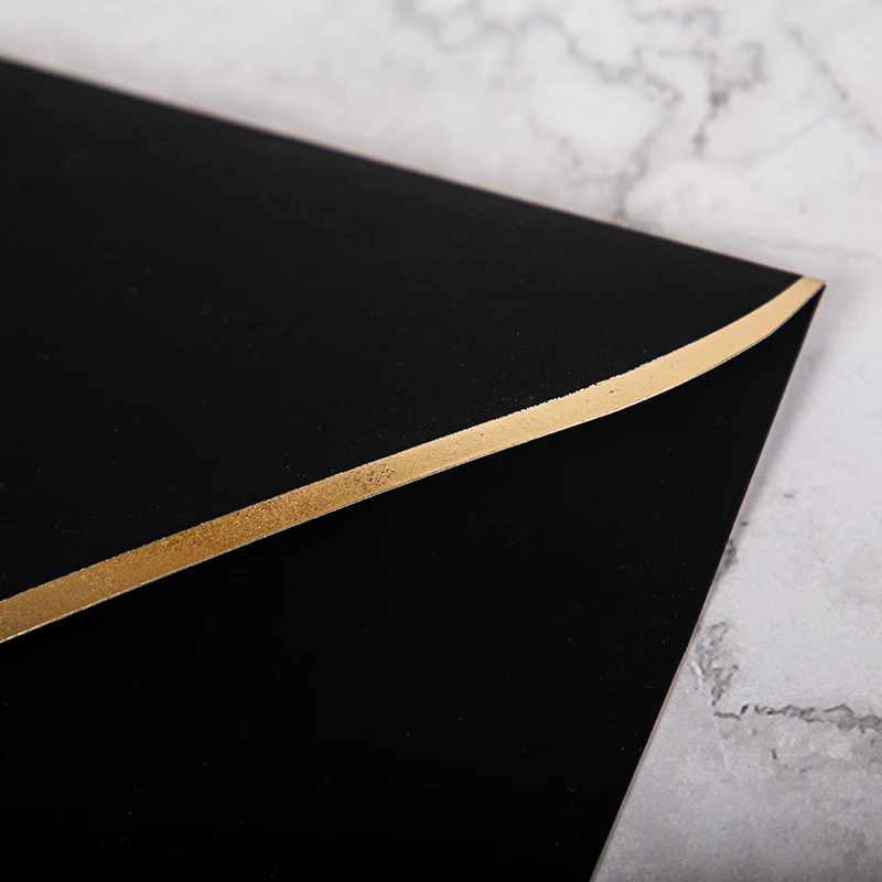 Manufacturer Custom Black Soft Touch Paper Envelope Packaging With Gold Foil Stamping