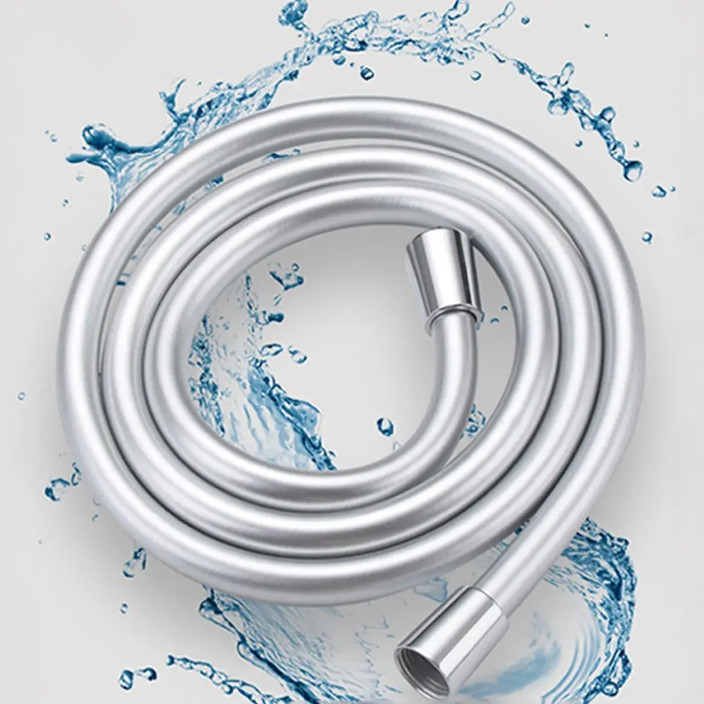 Pvc High Pressure 1.5m Thickening Anti-winding For Bath Handheld Shower Head Smooth Flexible Silver Shower Hose