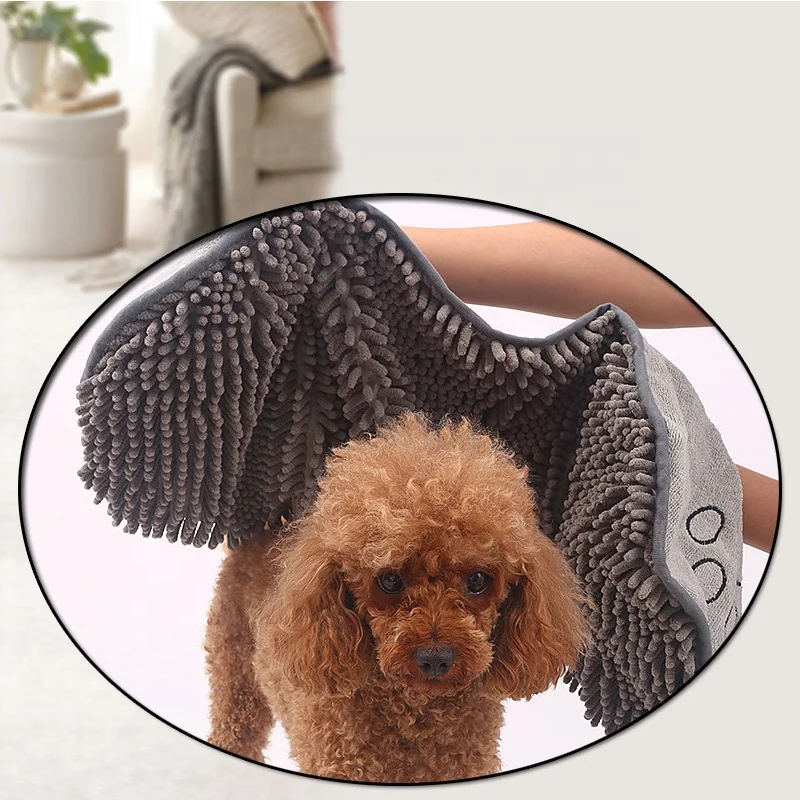 Pet Grooming Microfiber Dog Towels for Drying Dogs Super Absorbent Soft Bath Towel with Hand Pockets for Pets