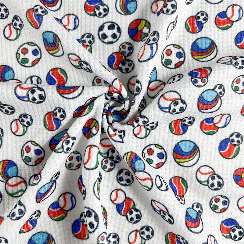 Shaoxing New Arrival Knit Floral Flower Printed Waffle Fabric for Cloth